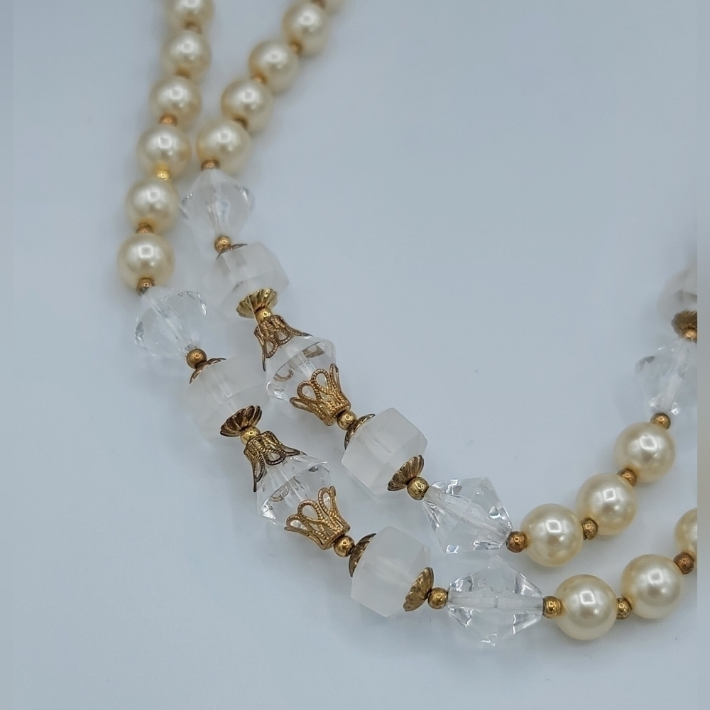 Vintage Necklaces Cream Faux Pearl Goldtone Set of 2 #1232 & 1233 - Picture 7 of 16